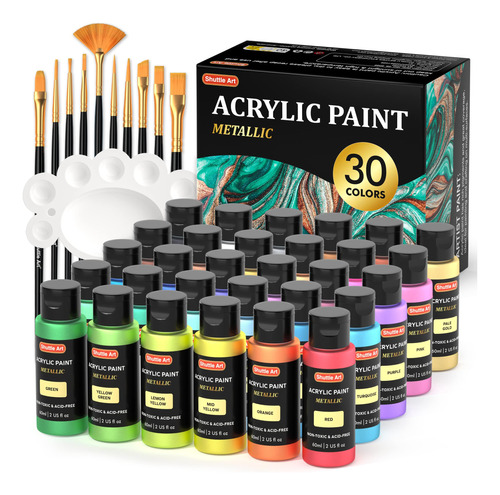 Shuttle Art Pintura Acrlica Metlica De 30 Colores, Pintura A