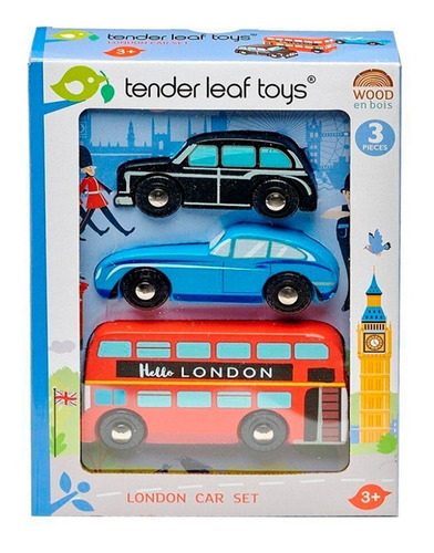 Set X3 Vehículos Tender Leaf Toy De Londres De Madera Febo