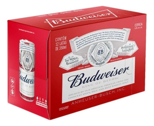 Cerveja Budweiser American Lager Lata 350ml 12 Unidades