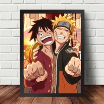 Luffy Rebaixado. One Piece. Quadro decorativo de anime em MDF