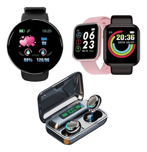 Smartwatch D20 + Smartwatch D18 + Auriculares F9 Premium!