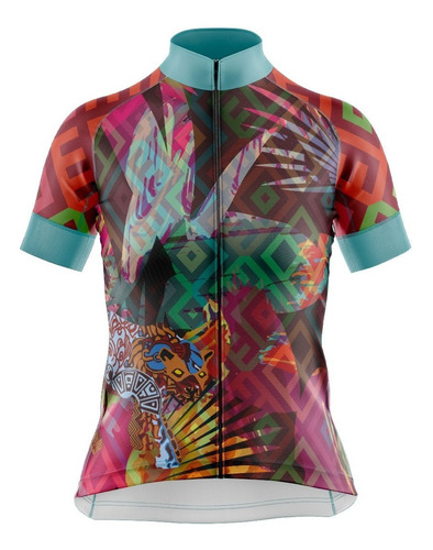 Jersey Ciclismo Maillot Corta Dama Selva Jaguar Formas Color