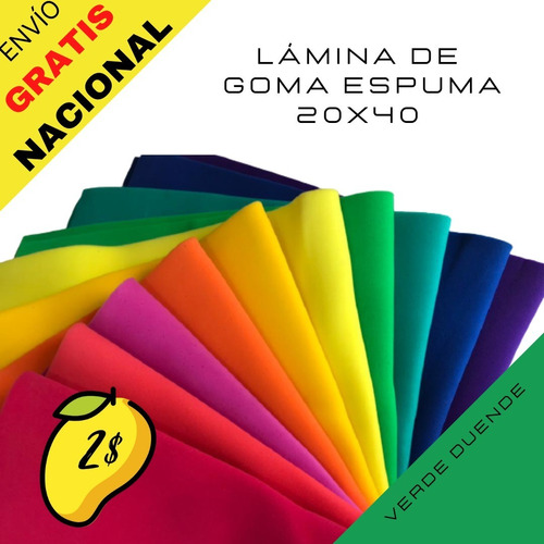 Lamina De Goma Espuma Color Verde Duende Manualidades Foami