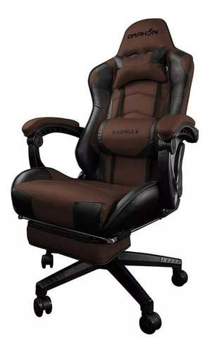 Cadeira de escritório Raidmax DK709 gamer ergonômica  preta e marrom com estofado de couro sintético