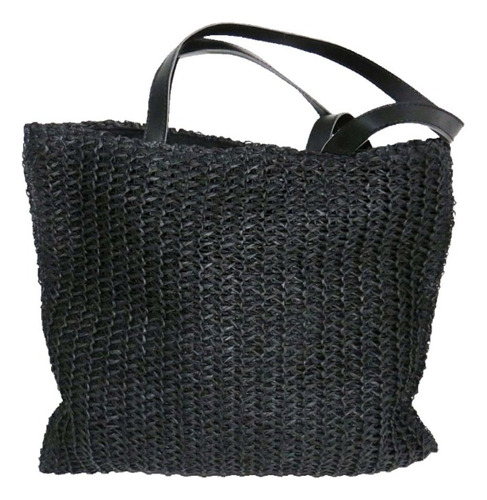 Bolso De Fibras Naturales Negro