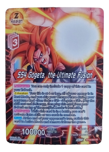 Ss4 Gogeta The Ultimate Fusion Carta Dragon Ball 
