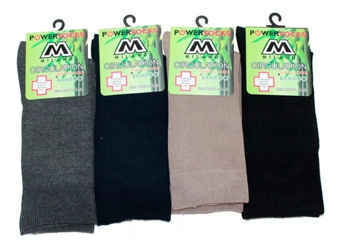 Imagen 2 de 2 de X12 Calcetines De Bambú Sin Costuras Para Hombre Diabetico