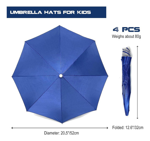 4 Pack Umbrella Hats, 20.5 Hands-free Head Umbrella Hats Fo