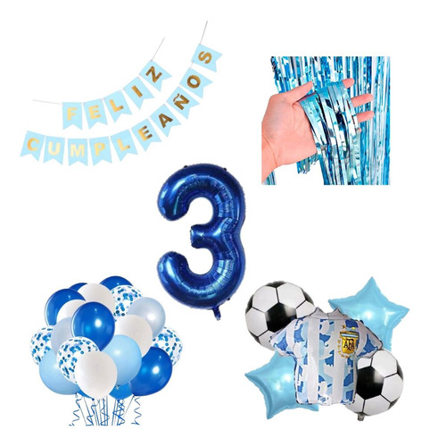 Kit Decoración Argentina Camisa+20latex+num A Eleccion 70cm