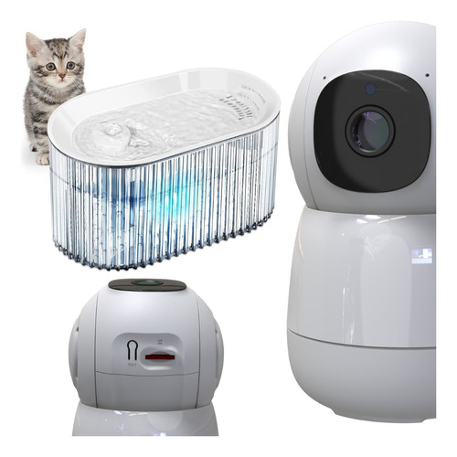 Kit Cámara De Seguridad Y Fuente Agua Automática Gato Perro