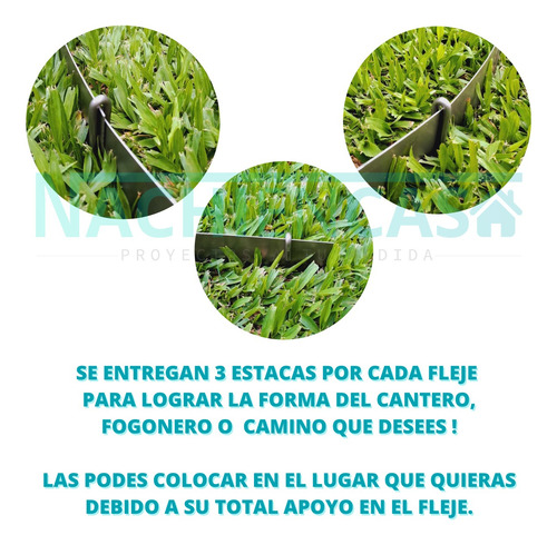 Imagen 3 de 10 de Flejes Canteros Chapa Para Bordes Y Caminos 3u De 100x6.5cm