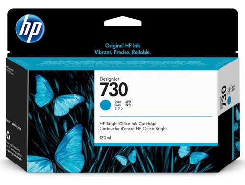 Cartucho Hp 730 Cyan Original P2v62a 130ml T1600 T1700