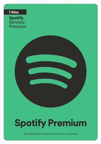 Imagen 2 de 3 de Código Pin Tarjeta Spotify Premium 1 Mes