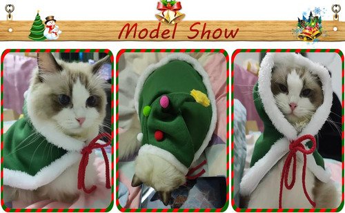Disfraz Navidad Perro, Felpa Capa Navideño De Gato Con