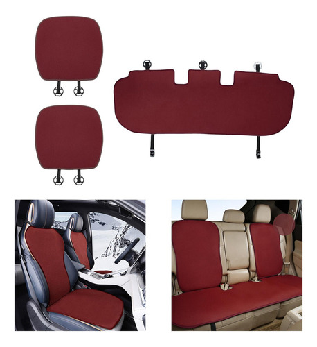 Fundas De Asiento De 3 Amortiguador Trasero Delantero Rojo