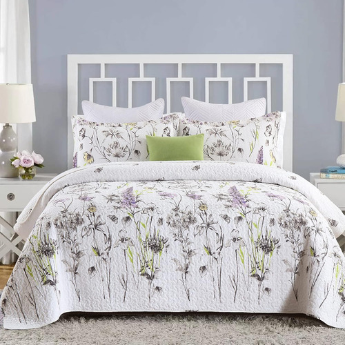 Finlonte Floral Quilt Sets Queen Bedwards - 100% Algodón Lig