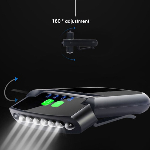 Linterna Frontal Con Clip On Hat, Recargable Por Usb, 6 Led