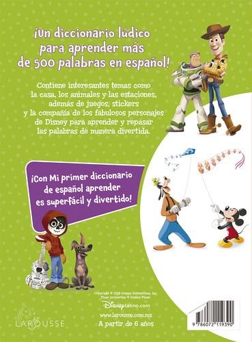 Mi primer diccionario de español con stickers, de Infantil. Editorial Larousse, tapa blanda en español, 2018
