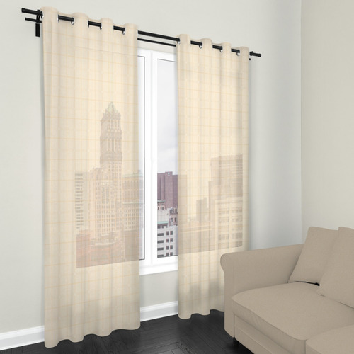 Cortinas Traslucidas Con Aros 2.80x2.10 M 2 Pzas Alfer Home Color Champagne