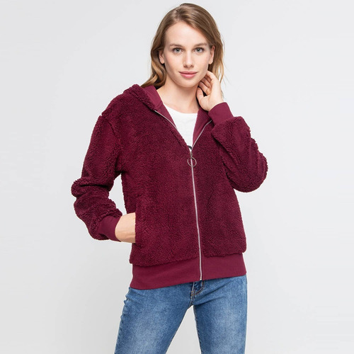 Campera Peluche Elastizado Polar Capucha Suave Importada
