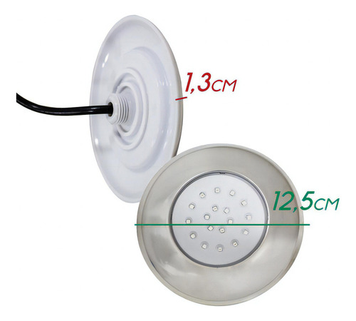 3x Luminária Piscina Led Ø125mm Cromada 18w Luz Rgb St1079 12V