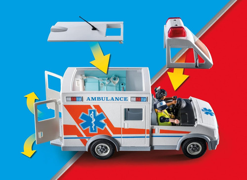 Playmobil Ambulancia Desmontable Luz Sonido +63pcs 71232 Ambulancia