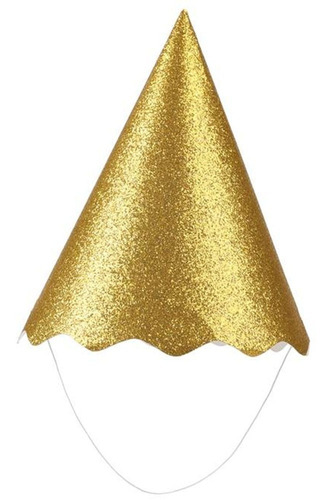 Chapéu De Aniversário Papel Dourado Metalizado Glitter 8unid