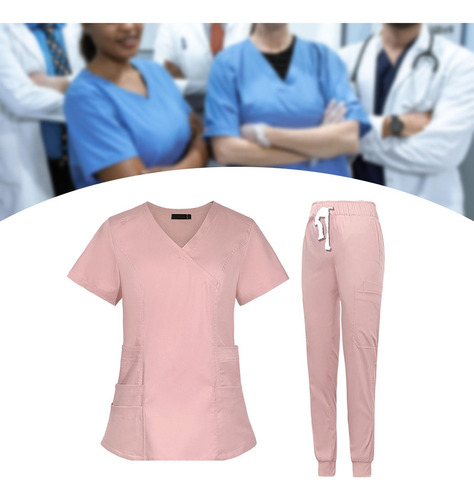 Mujeres Enfermera Uniforme De Enfermería Top Y Pantalones V