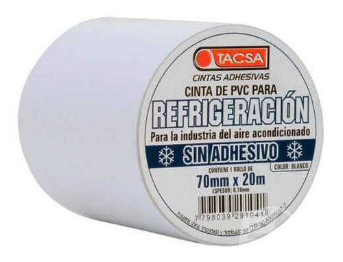Cinta Para Refrigeración Pvc Sin Adhesivo 70mm X 20m Tacsa