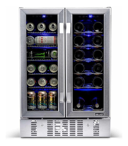 Frigobar Combo Acero Inoxidable 18 Botellas De Vino 58 Latas Color Negro