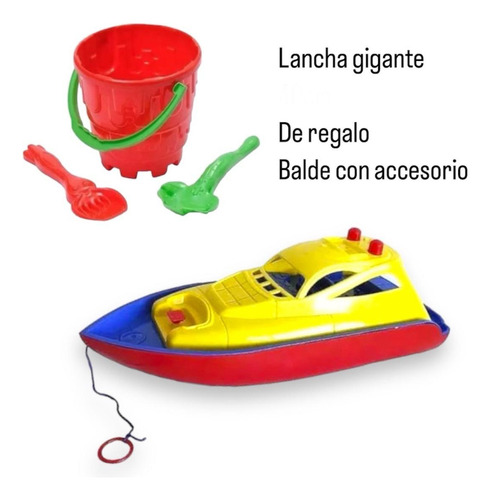 Barco Lancha Bote +balde Acc De Bañera Pileta Playa Grande