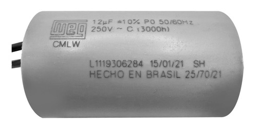 Imagem 2 de 6 de Capacitor 12uf 250vac Para Portão Eletrônico Weg