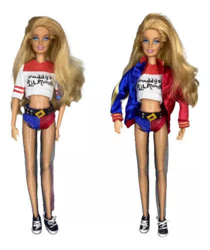 Boneca barbie arlequina dc comics para colecionador