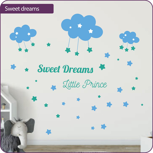 Vinilo Decorativo Bebe Infantil Dulces Sueños Nube Estrellas