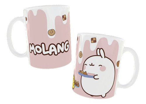 Taza De Cerámica Conejo Molang Y Pollito Piu Piu Fanmade Blanco Sweet