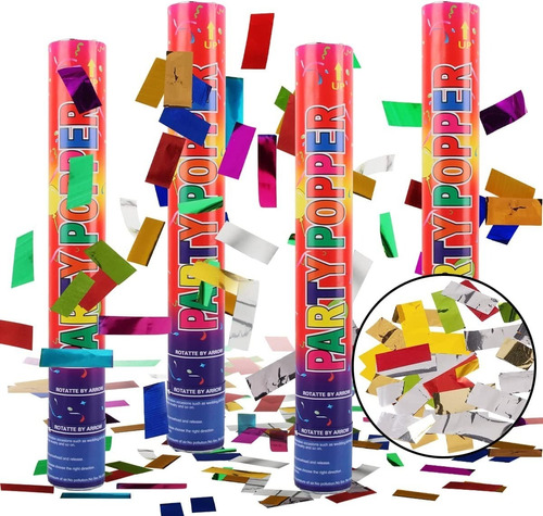 Tubo Cañon Lanza Papelitos X12 Confetti Colores 30cm Docena 