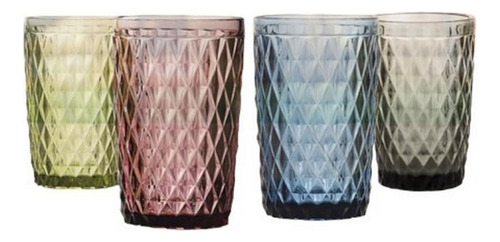 Set De 4 Vasos De Vidrio 350 Ml Marca Idetex