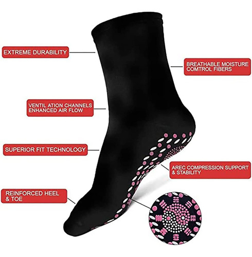 . 9 Pares Calcetines Autocalentables De Acupresión Turmalina