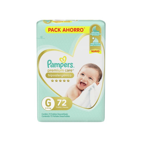 Imagen 3 de 3 de Pañales Pampers Premium Care G 72 u