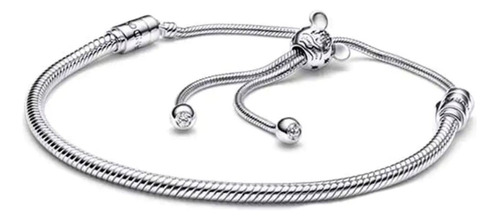 Pulsera Deslizante Cadena Serpiente Mickey De Plata Ley 925