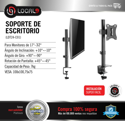 Imagen 2 de 10 de Soporte Monitor Tv De Mesa Articulado Ergonomico Premium