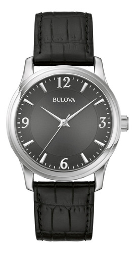 Reloj Bulova Corporate 96a306 Original Para Hombre Color de la correa Negro Color del bisel Plateado Color del fondo Gris