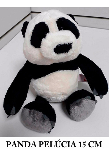 Urso Panda Pequeno 15 Cm De Pelúcia Ótimo Presente Namorada