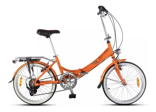 Bicicleta plegable Aurora Folding Aurorita Classic - Retro R20 7v frenos v-brakes cambio Shimano FT30 color naranja con pie de apoyo  