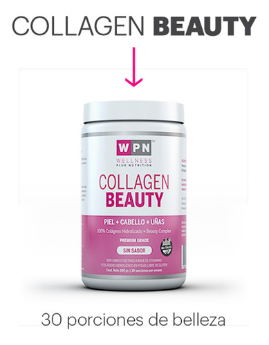 Wpn Wellness Collagen Beauty Colageno Sin Sabor 300g