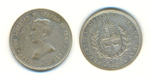 Uruguay 20 Cent 1920 Exc