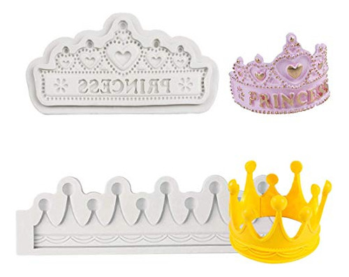 Juego De 2 Moldes De Silicona Para Fondant Princess Crown, 3