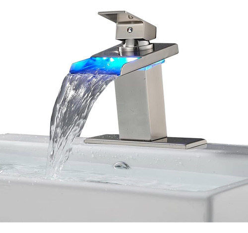 Grifo Para Lavabo De Baño, Caño De Cascada, Luz Led, Hidropo