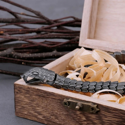 Pulsera Hombre De Lujo Escamas De Serpiente Ouroboro Vikings