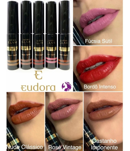 Kit 4 Batom Matte Tint Eudora 18 Horas - Informe As Cores Acabamento Mate Cor Informe as 4 cores por mensagem